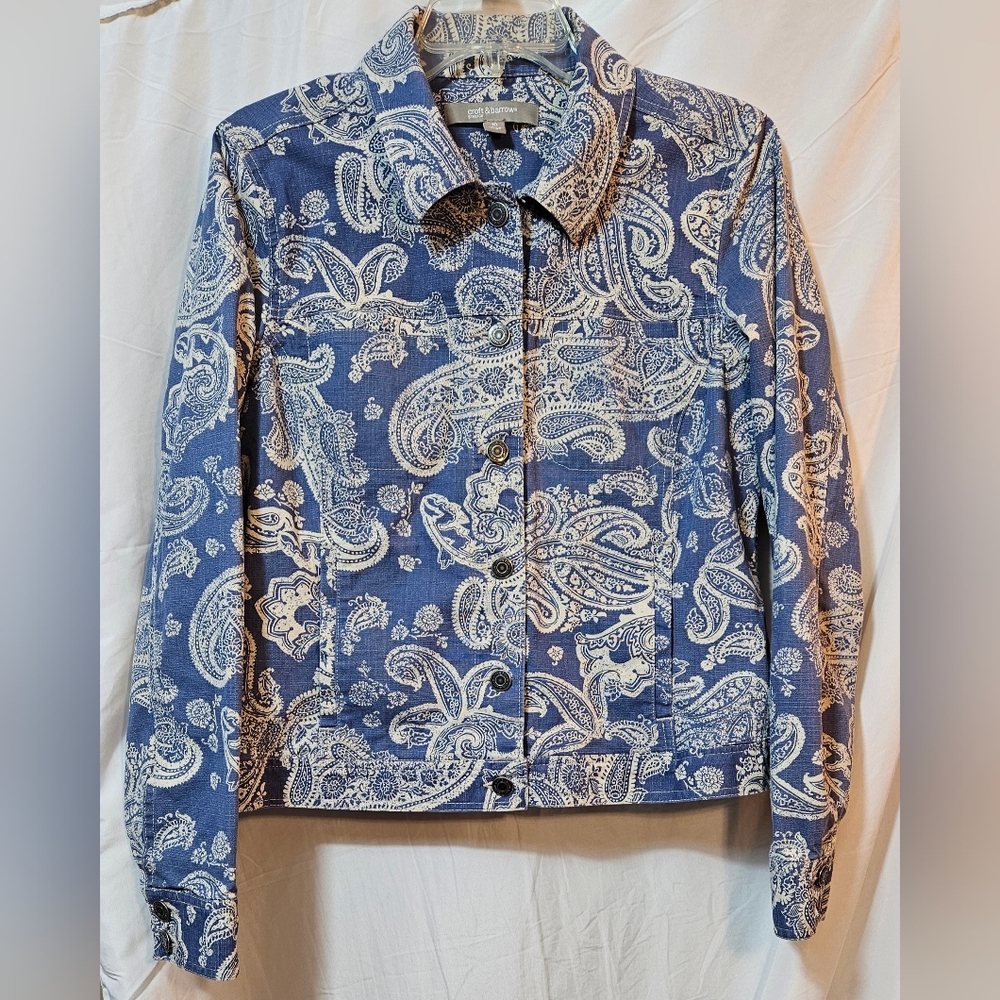 Croft And Barrow Paisley Cotton Button Jacket (H4)